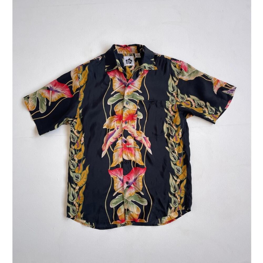 Vtg HILO HATTIE Floral Silk Mens Button Up Shirt / Sz S / Aloha Hawaii READ
